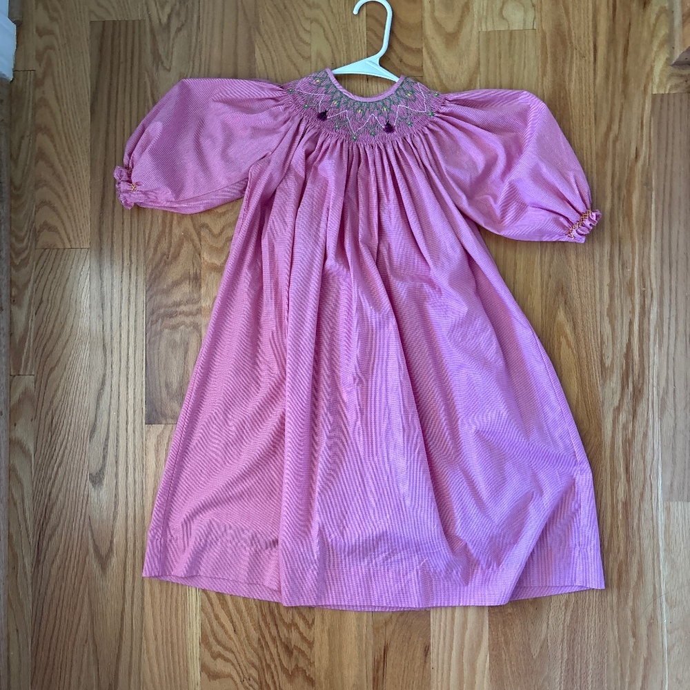 Girls lady bug smocked dress